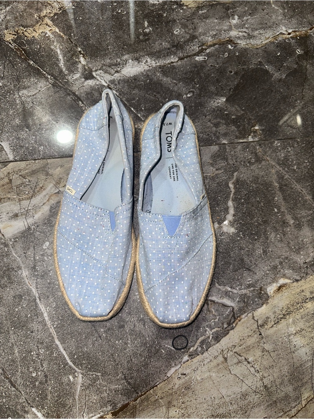 Toms Light Blue Polka Dot Slip-On Espadrilles